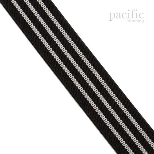 1 3/16 Inch Black and White Striped Silicone Gripper Elastic