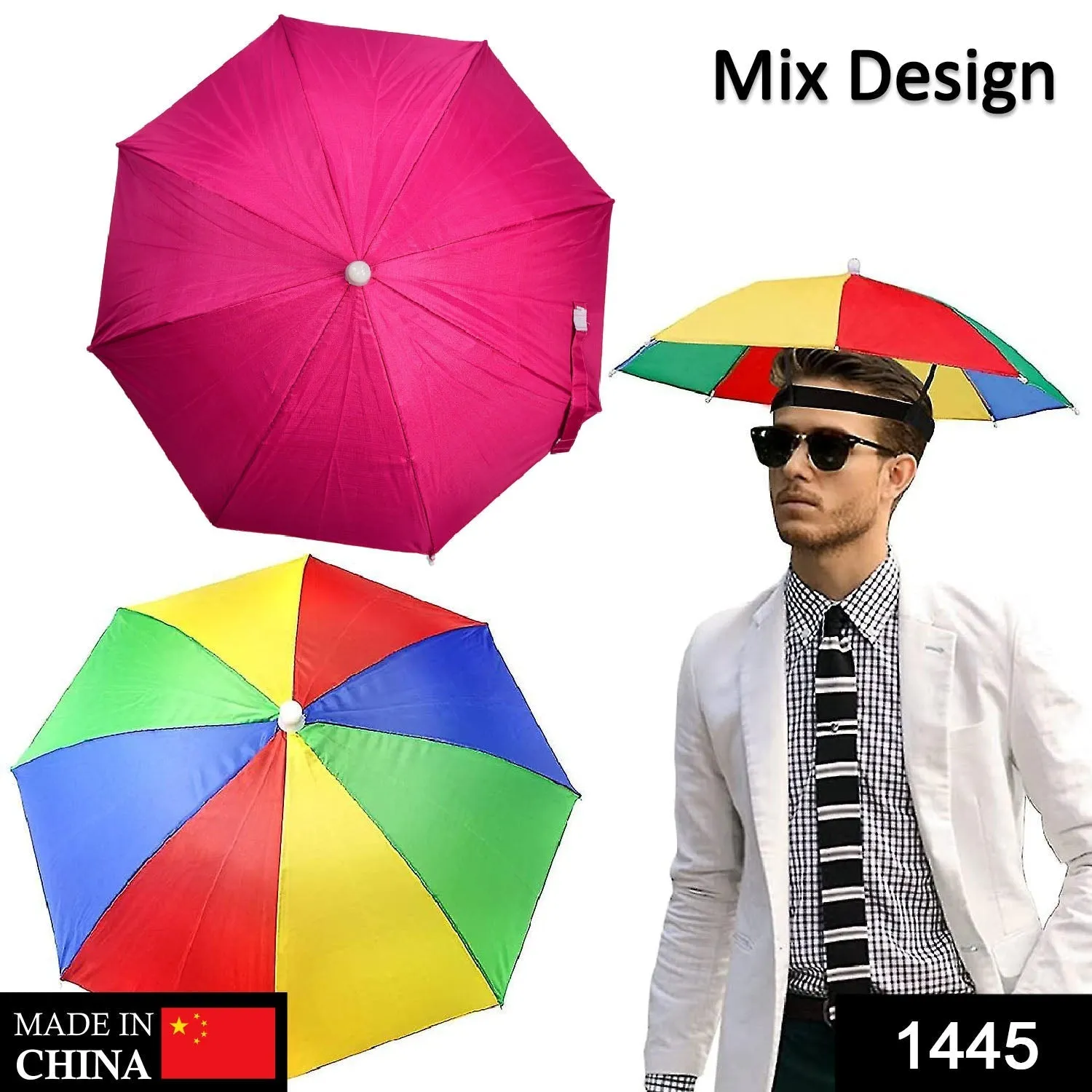 1445 Hands Free Umbrella Hat to Protect from Sun & Rain