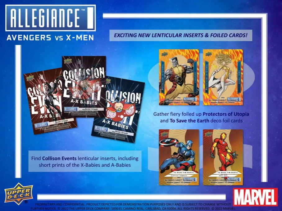 2023 Upper Deck Marvel Allegiance: Avengers VS X-Men Hobby Box 16 Packs per Box, 6 Cards per Pack