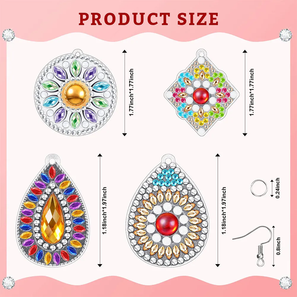 4 Pairs Double Sided Holiday Diamond Art Earrings for Women Girls (Earrings 1)