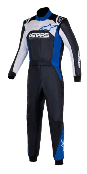 ALPINESTARS 3352523_1972_48 ATOM GRAPHIC 4 Racing suit, FIA 8856-2018, black/silver/blue, Size 48