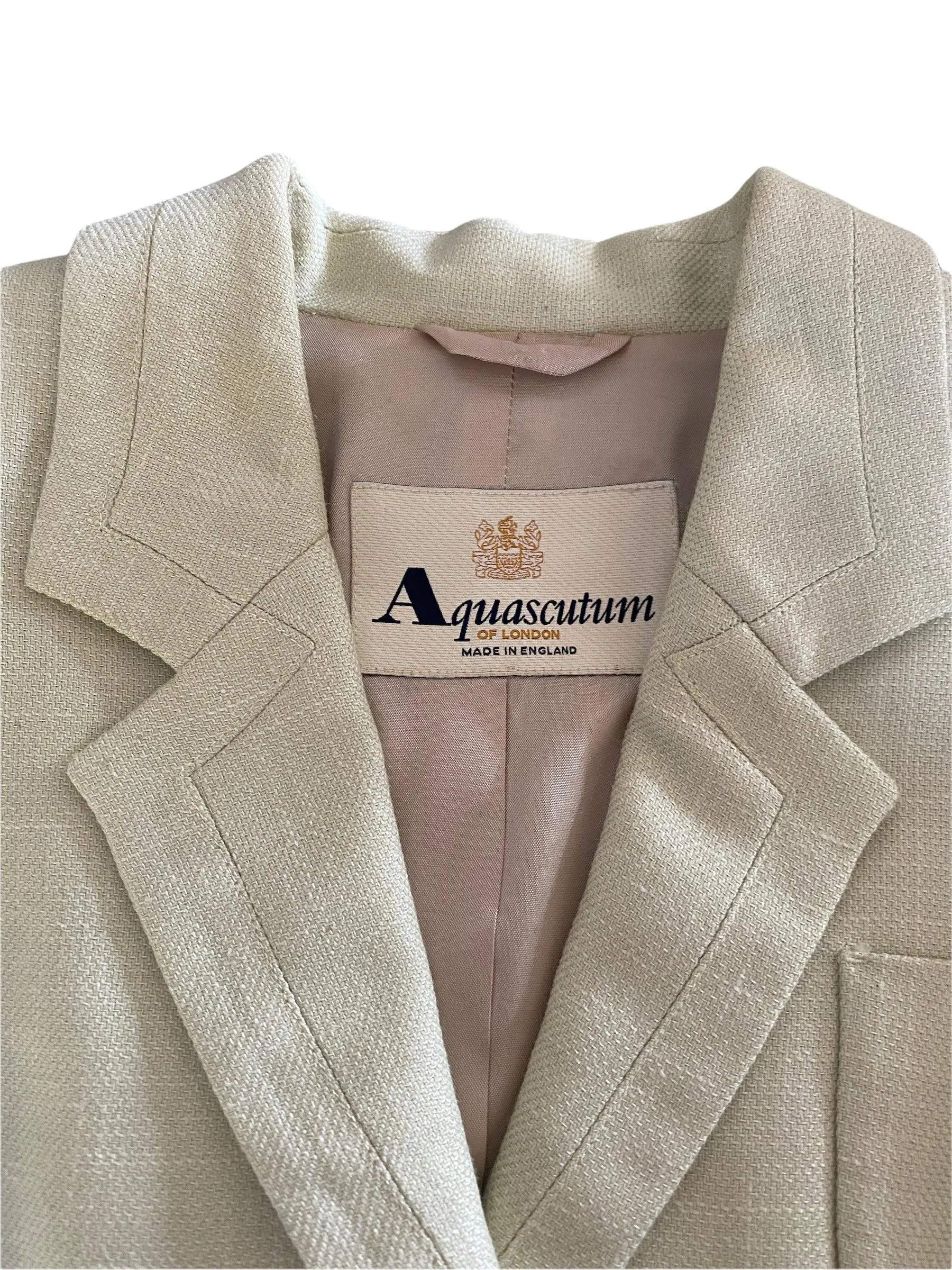 Aquascutum Wool and Silk Mix Jacket Light Green Single Breasted UK 10 Reg