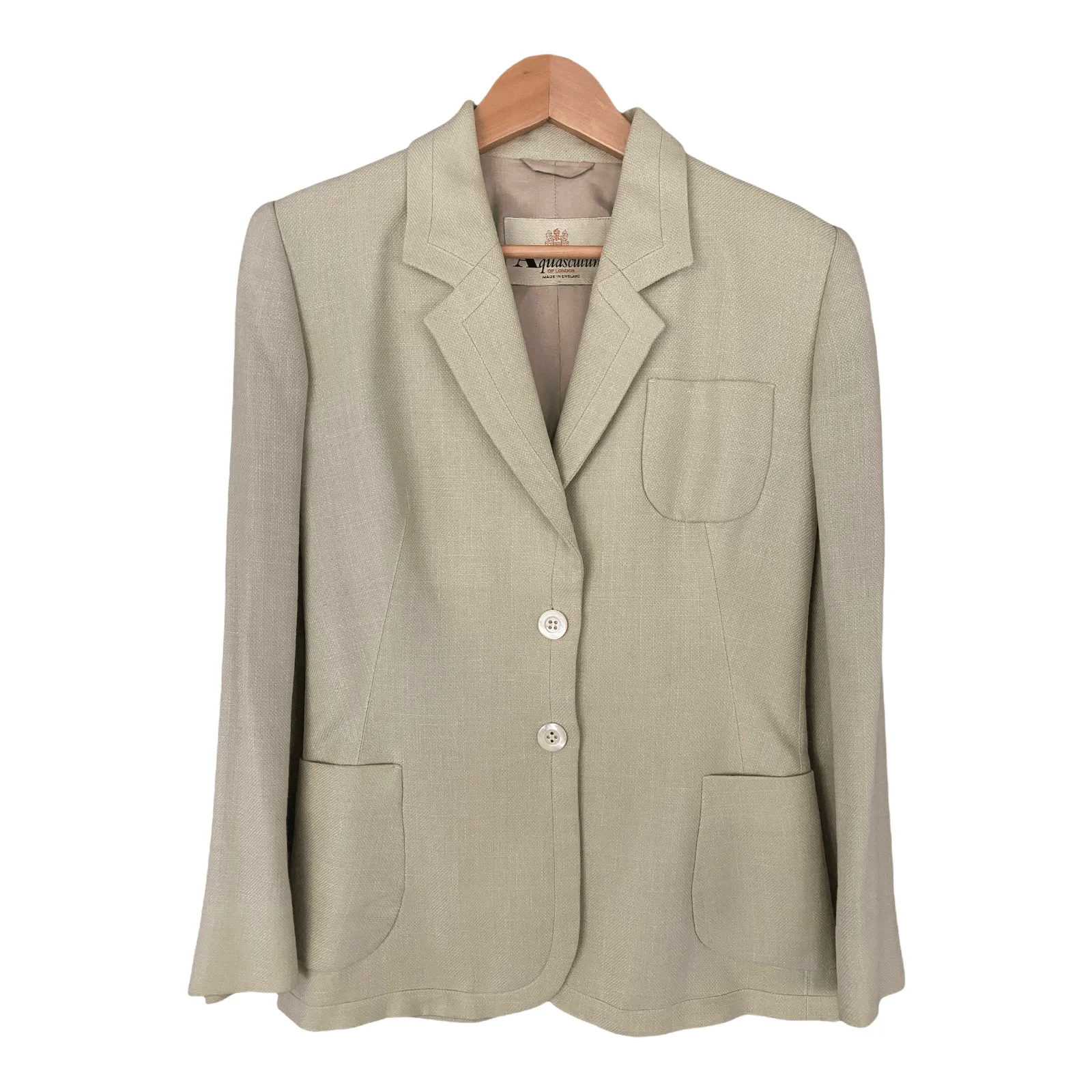 Aquascutum Wool and Silk Mix Jacket Light Green Single Breasted UK 10 Reg