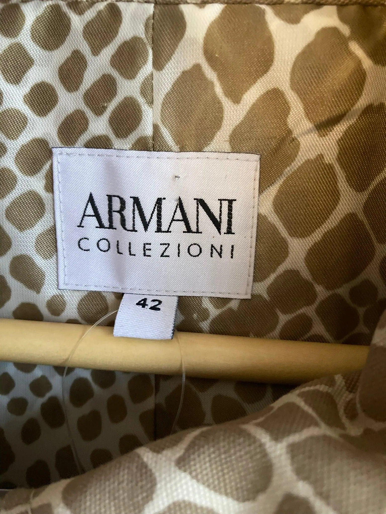 Armani Collezioni Cotton Cream & Taupe Long Sleeved Swing Coat UK Size 14