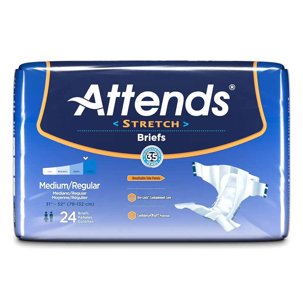 Attends Incontinence Stretch Briefs Adult Diapers Moderate Absorbency