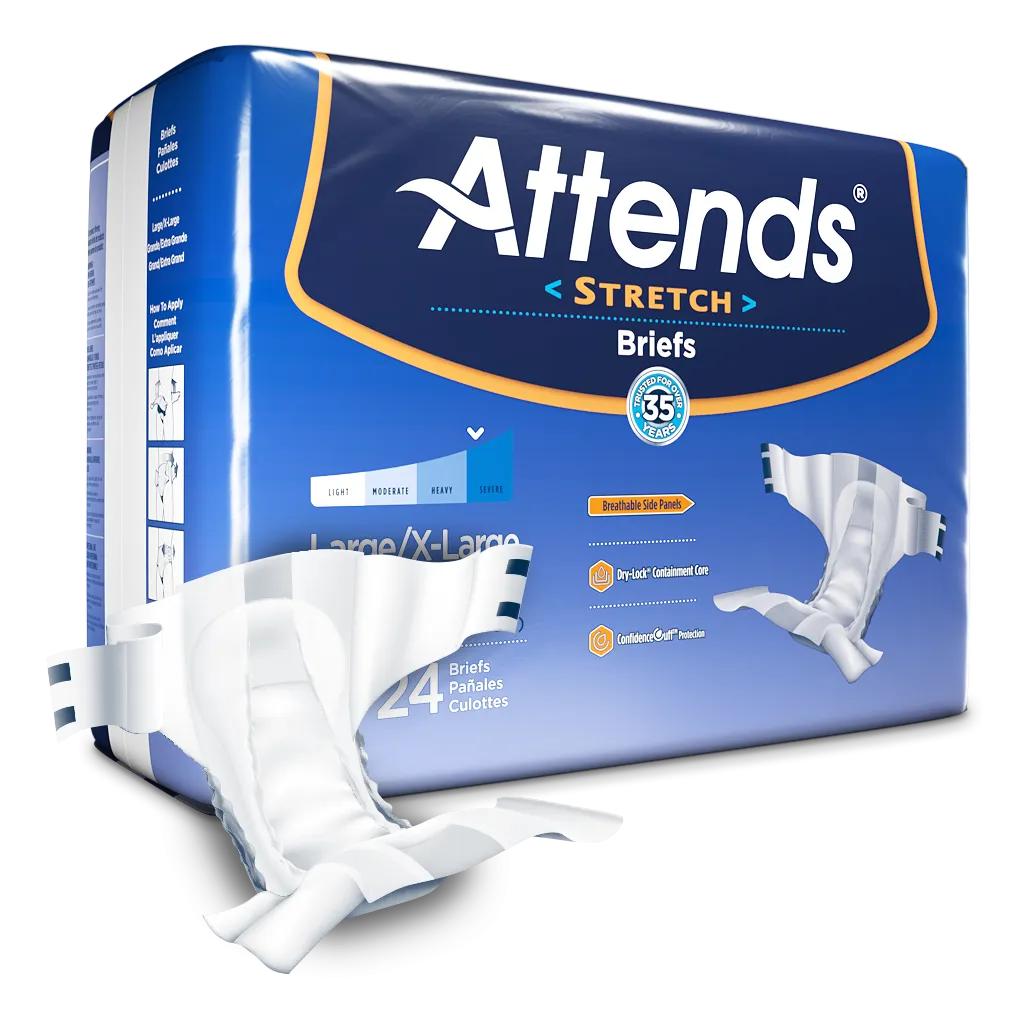 Attends Incontinence Stretch Briefs Adult Diapers Moderate Absorbency