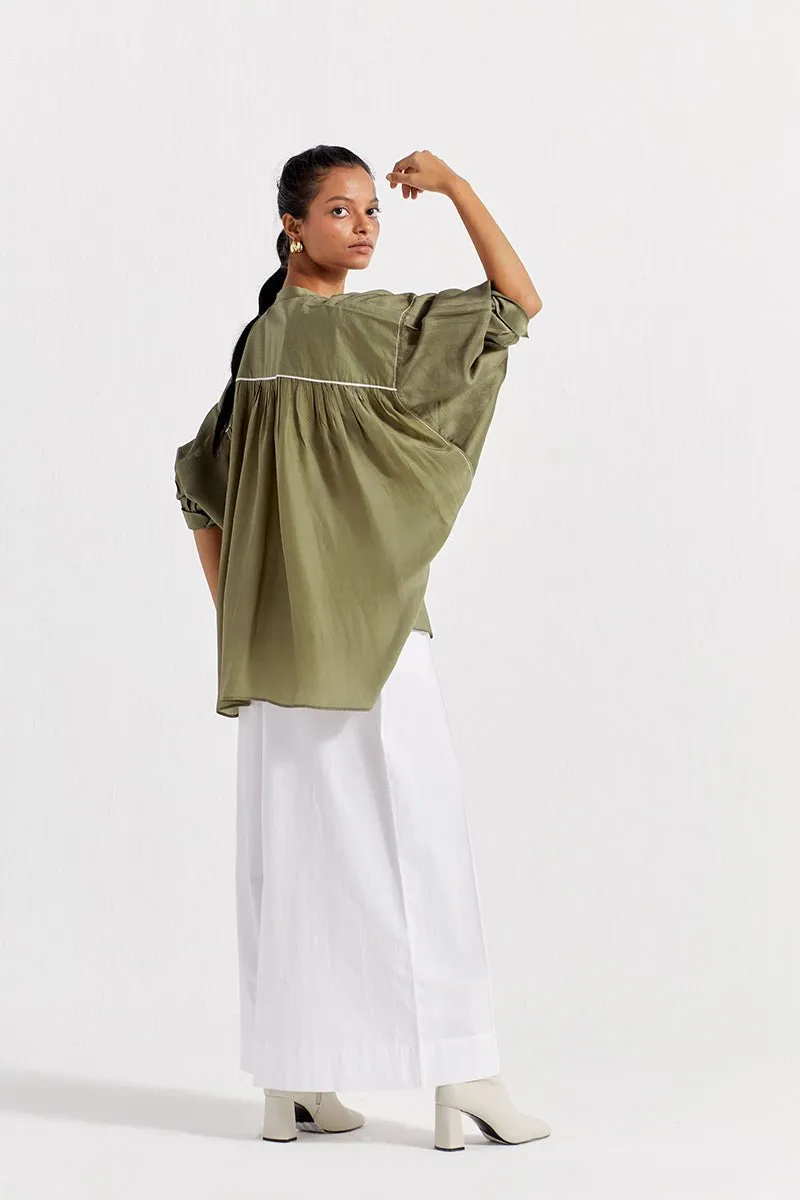 Bat Sleeve Top Co-ord (Set of 2) - Sap Green