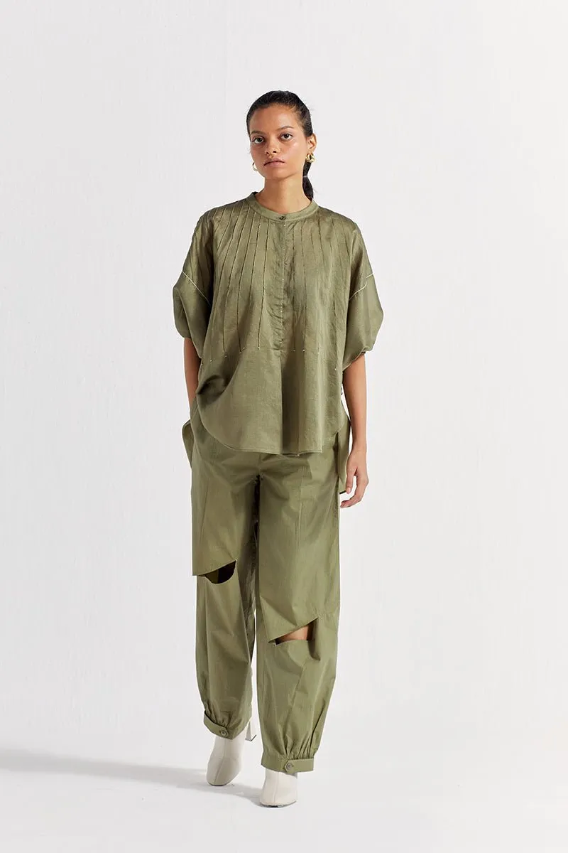 Bat Sleeve Top Co-ord (Set of 2) - Sap Green