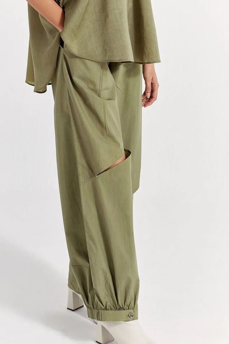 Bat Sleeve Top Co-ord (Set of 2) - Sap Green