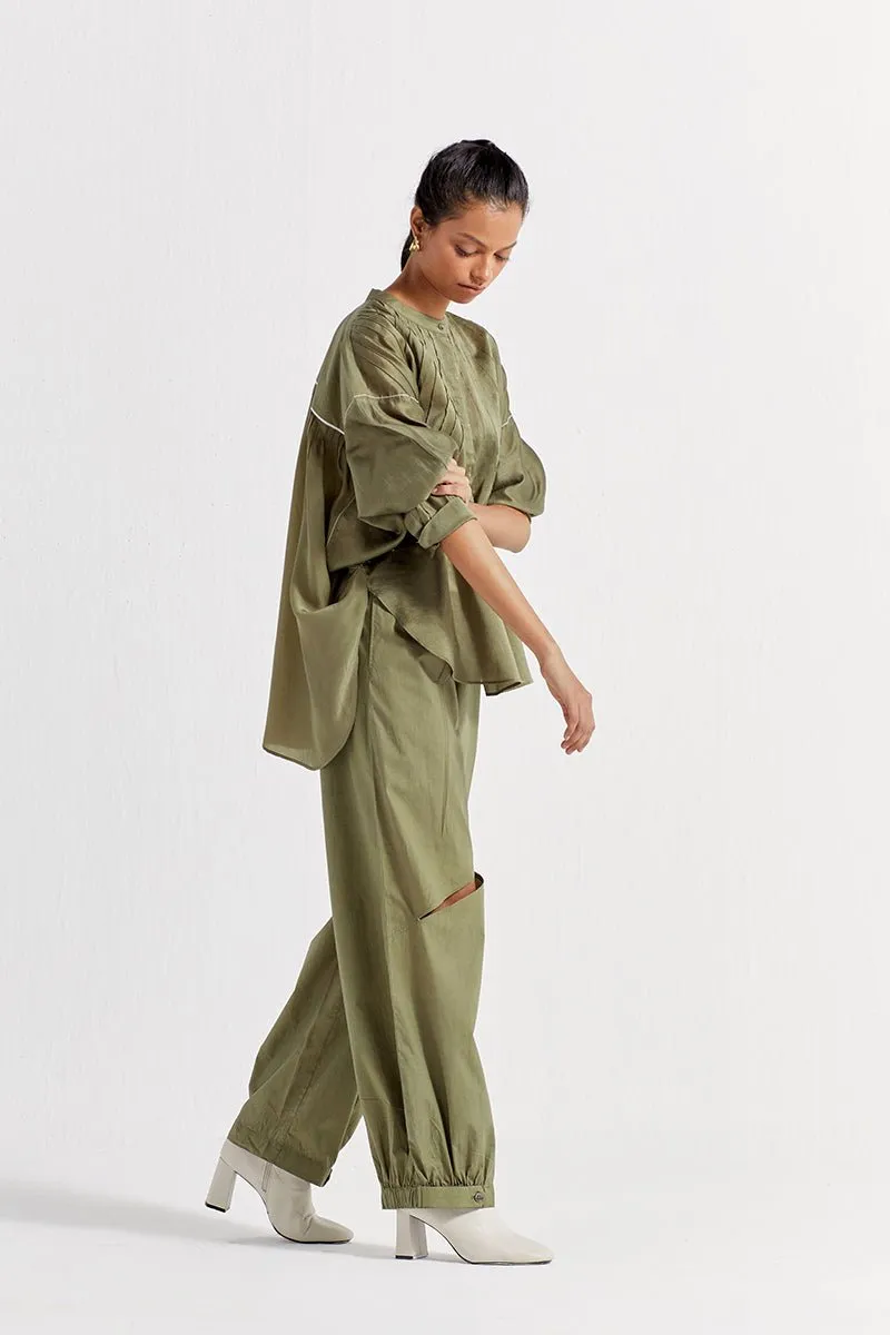 Bat Sleeve Top Co-ord (Set of 2) - Sap Green