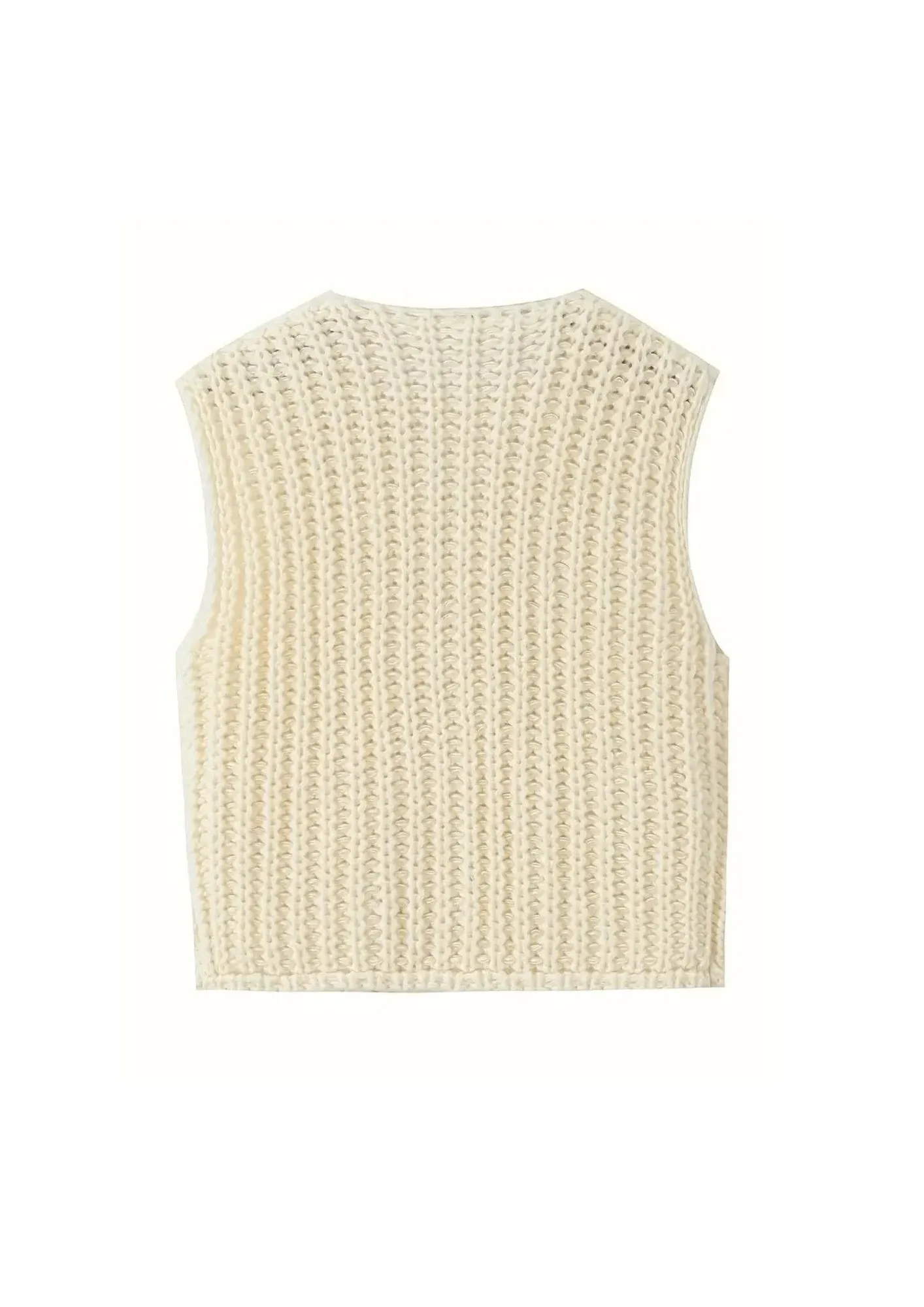 BEIGE SLEEVELESS KNIT VEST CARDIGAN