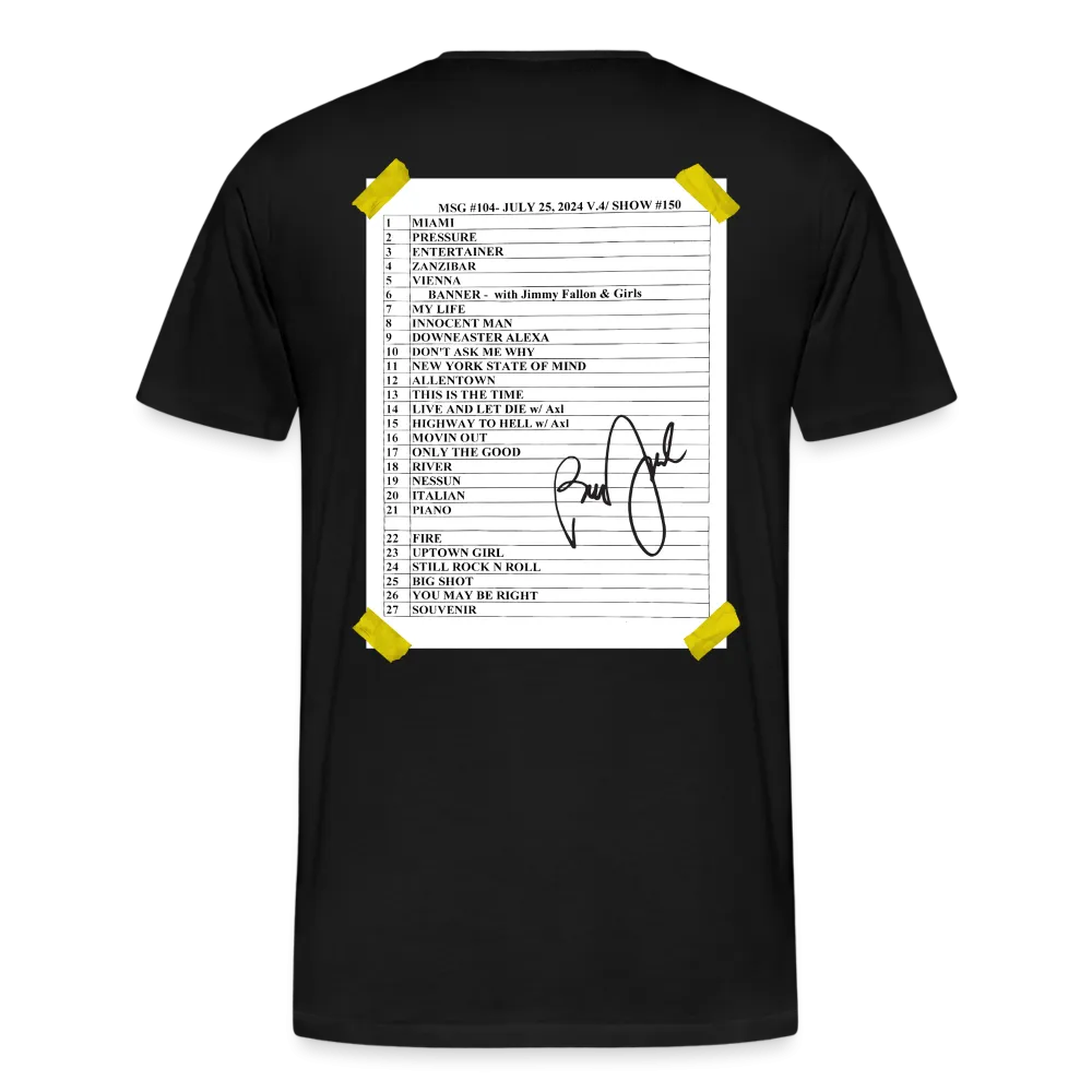 Billy Joel "150th MSG Set List 7-25-24" Black T-Shirt - Online Exclusive