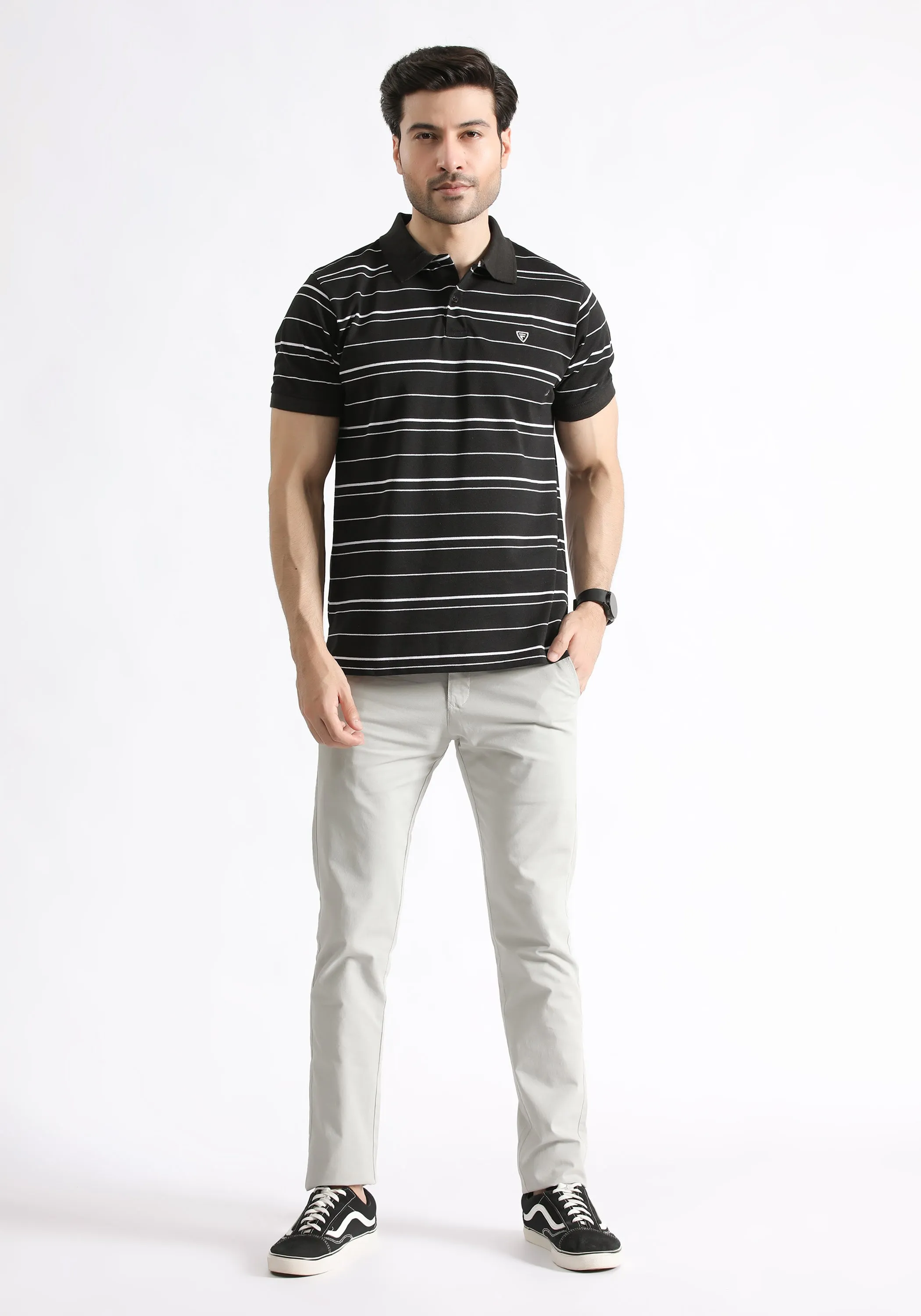 Black Yarn Dyed Polo