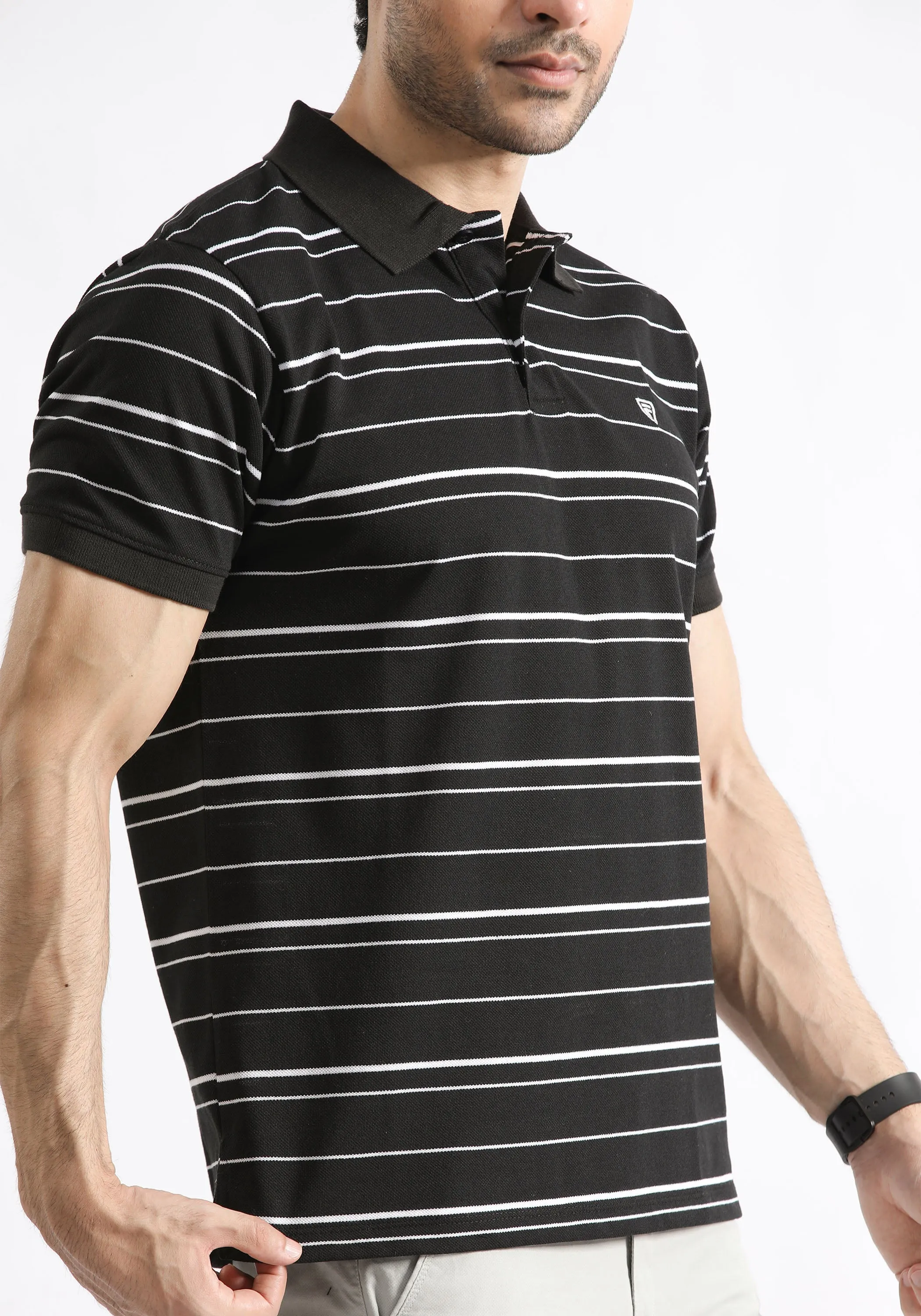 Black Yarn Dyed Polo