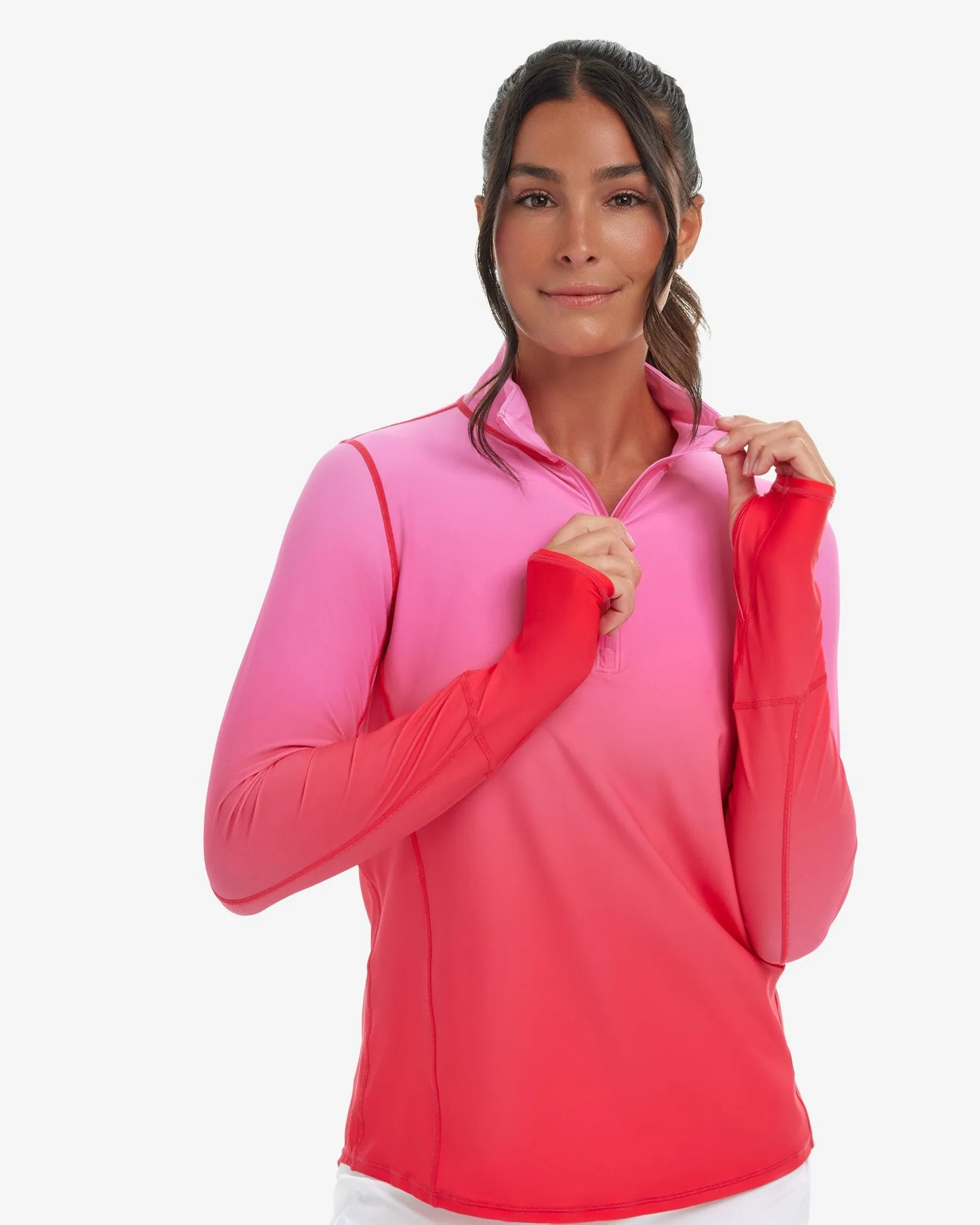 BLOQUV x JANTZEN - WOMEN'S RELAXED MOCK ZIP TOP (3002J)