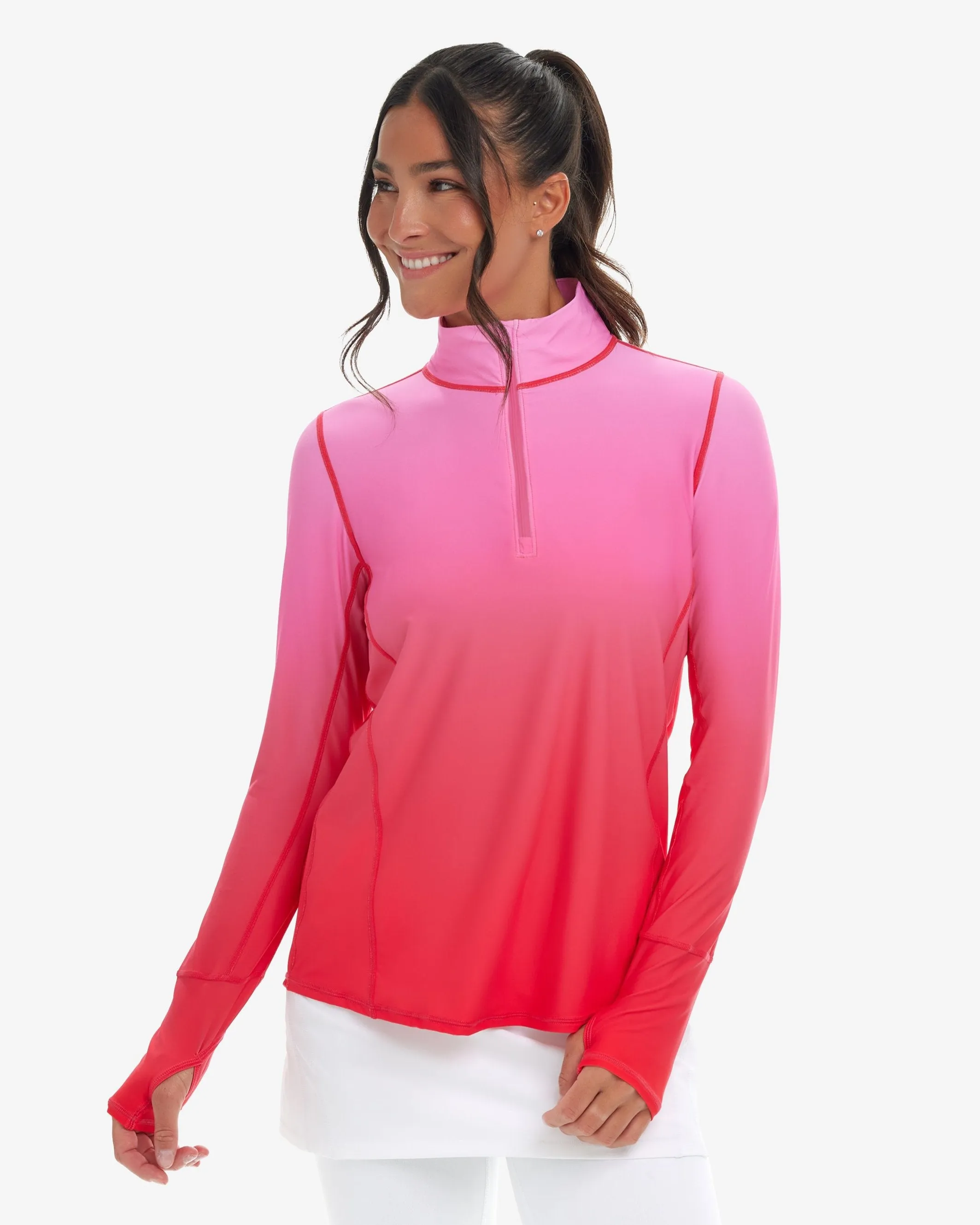 BLOQUV x JANTZEN - WOMEN'S RELAXED MOCK ZIP TOP (3002J)