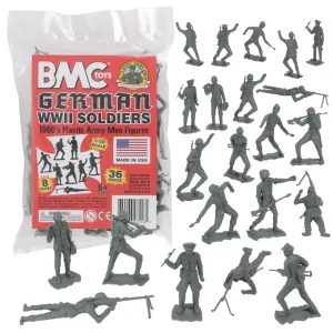 BMC Classic MPC German Plastic Army Men - 36pc WW2 Soldier Figures - Made in USA