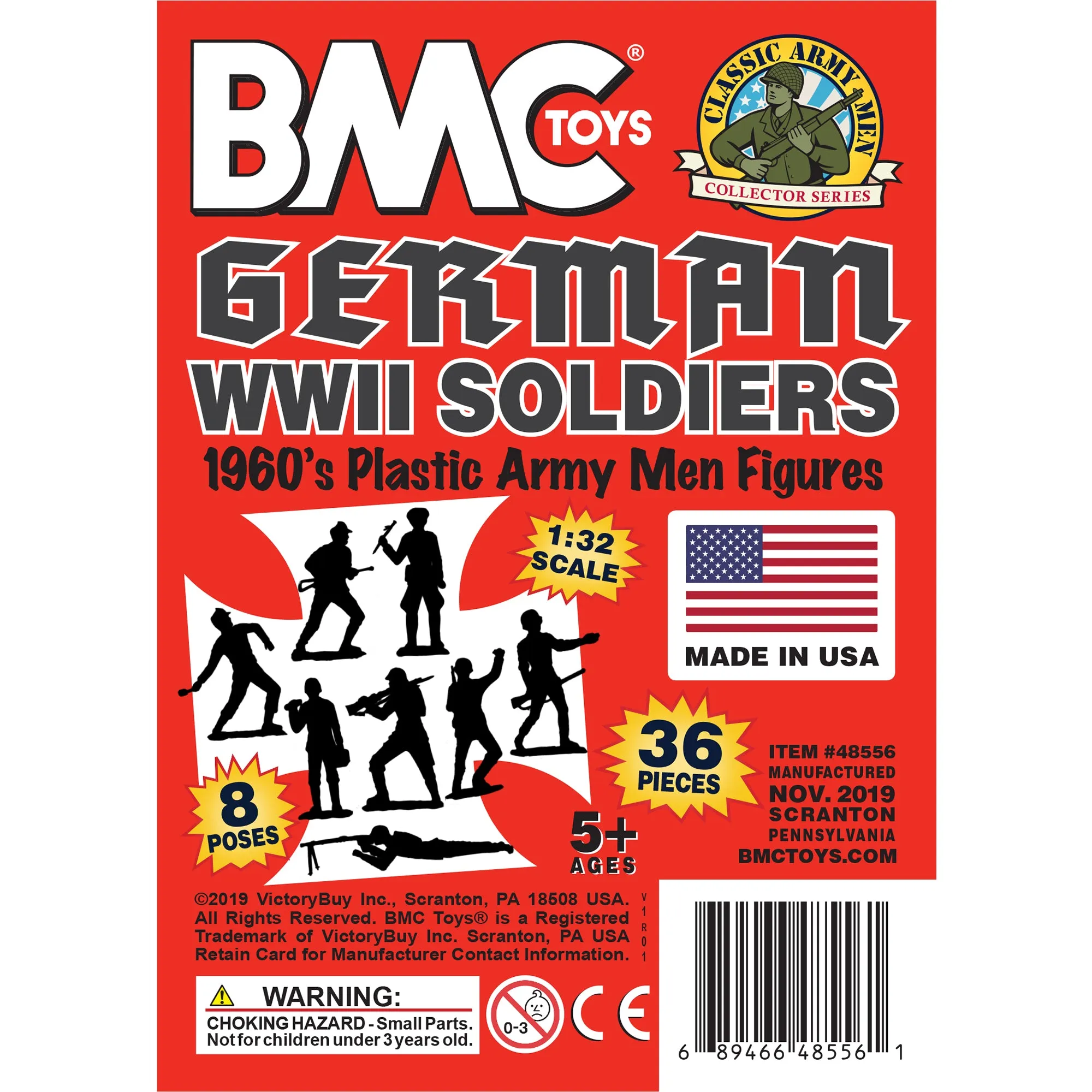 BMC Classic MPC German Plastic Army Men - 36pc WW2 Soldier Figures - Made in USA