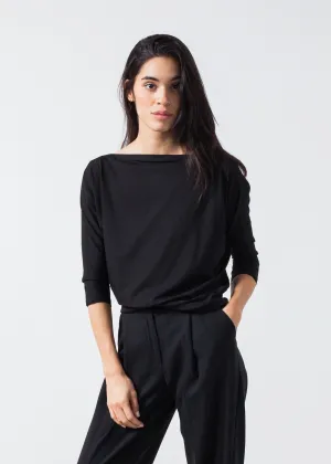 Boat Neck Top in Black