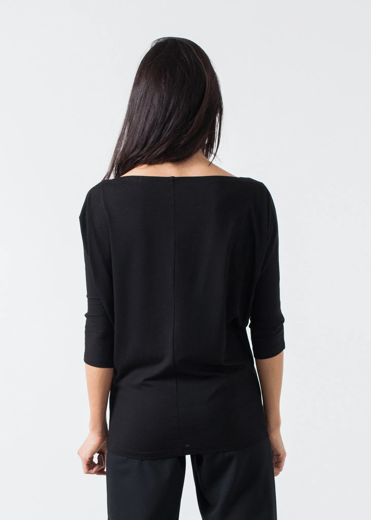 Boat Neck Top in Black