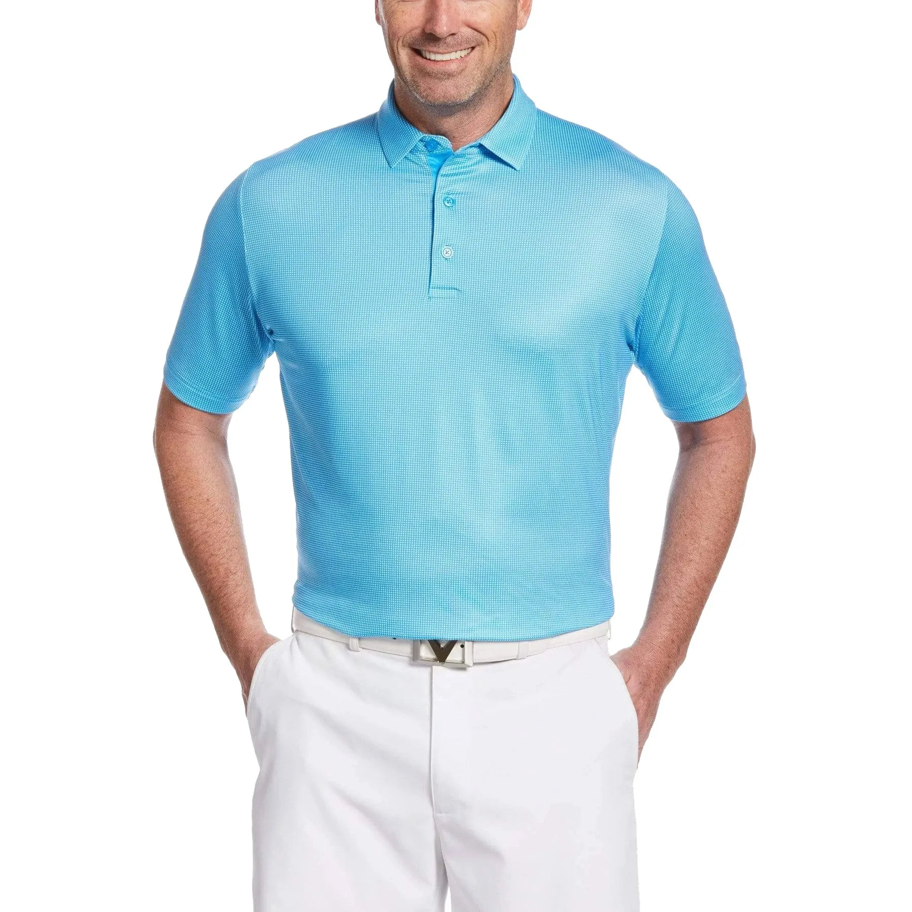 Callaway Swing Tech Printed Gingham Mens Golf Polo