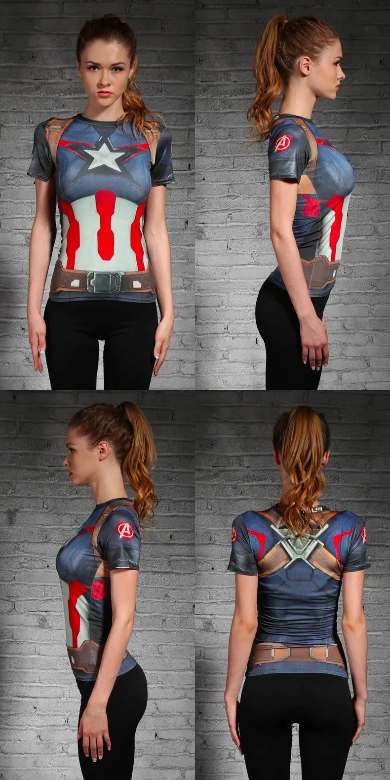 CAPTAIN AMERICA Compression Shirt for Women (Short Sleeve)