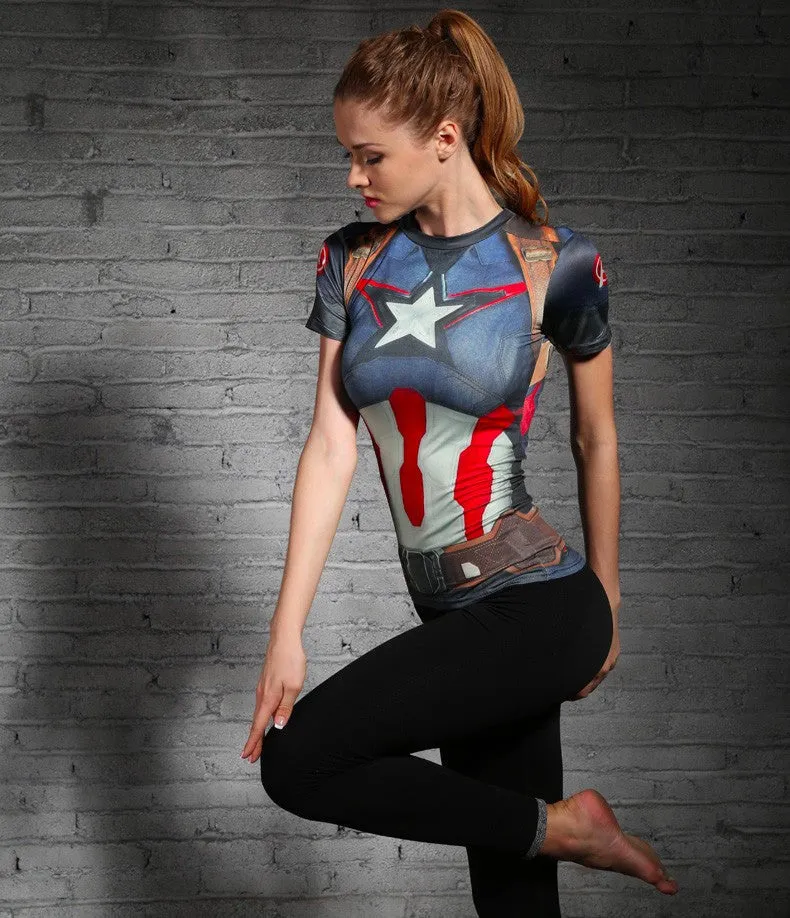 CAPTAIN AMERICA Compression Shirt for Women (Short Sleeve)