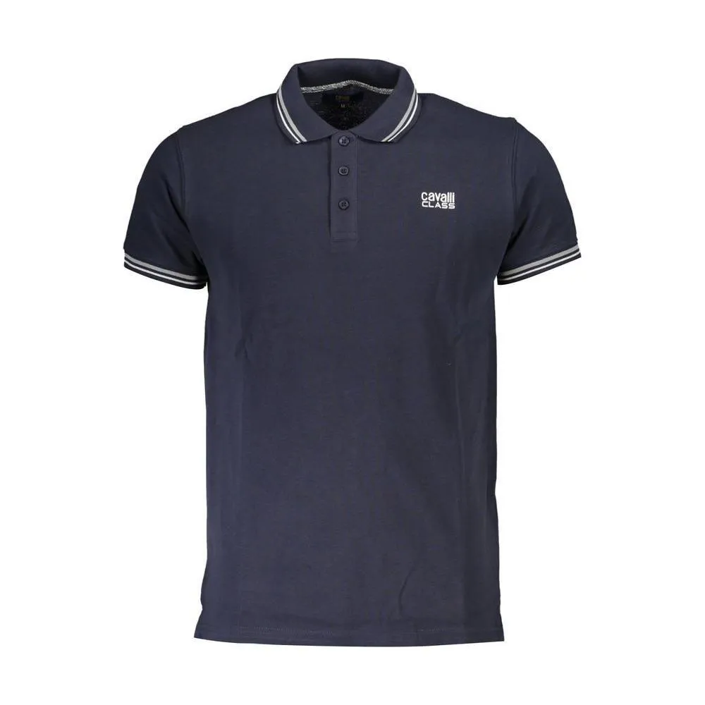 Cavalli Class Blue Cotton Polo Shirt