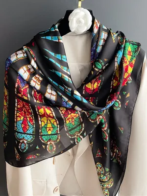 Contrast Color Printed Sun Protection Shawl&Scarf