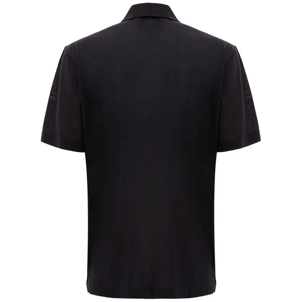 Corneliani Black Silk Polo Shirt