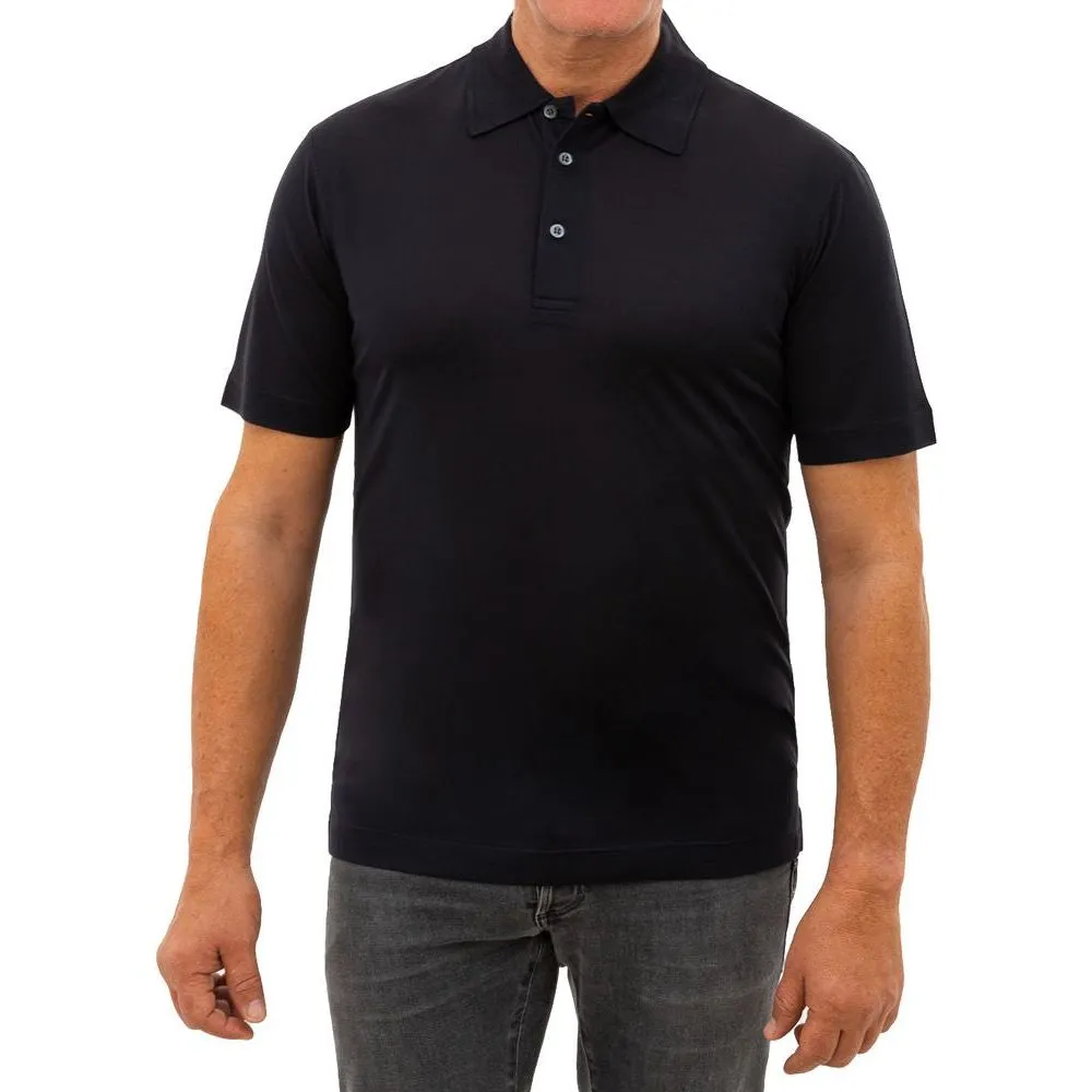 Corneliani Black Silk Polo Shirt