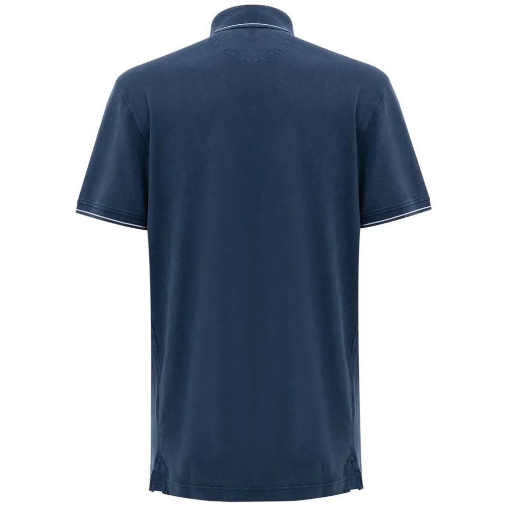 Corneliani Navy Blue Cotton Polo Shirt