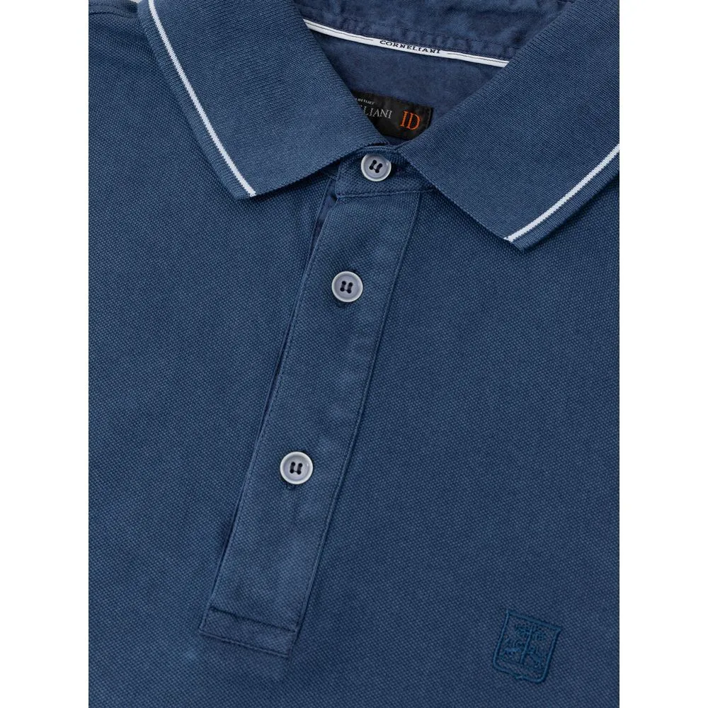 Corneliani Navy Blue Cotton Polo Shirt