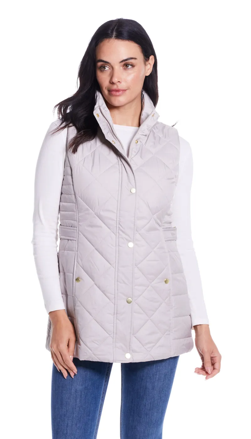 DIAMOND QUILTED LONGLINE VEST