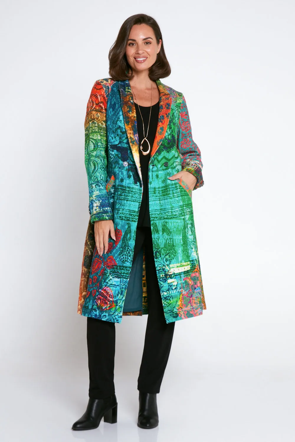 Digital Print Long Cotton Coat - Marrakesh Mirage