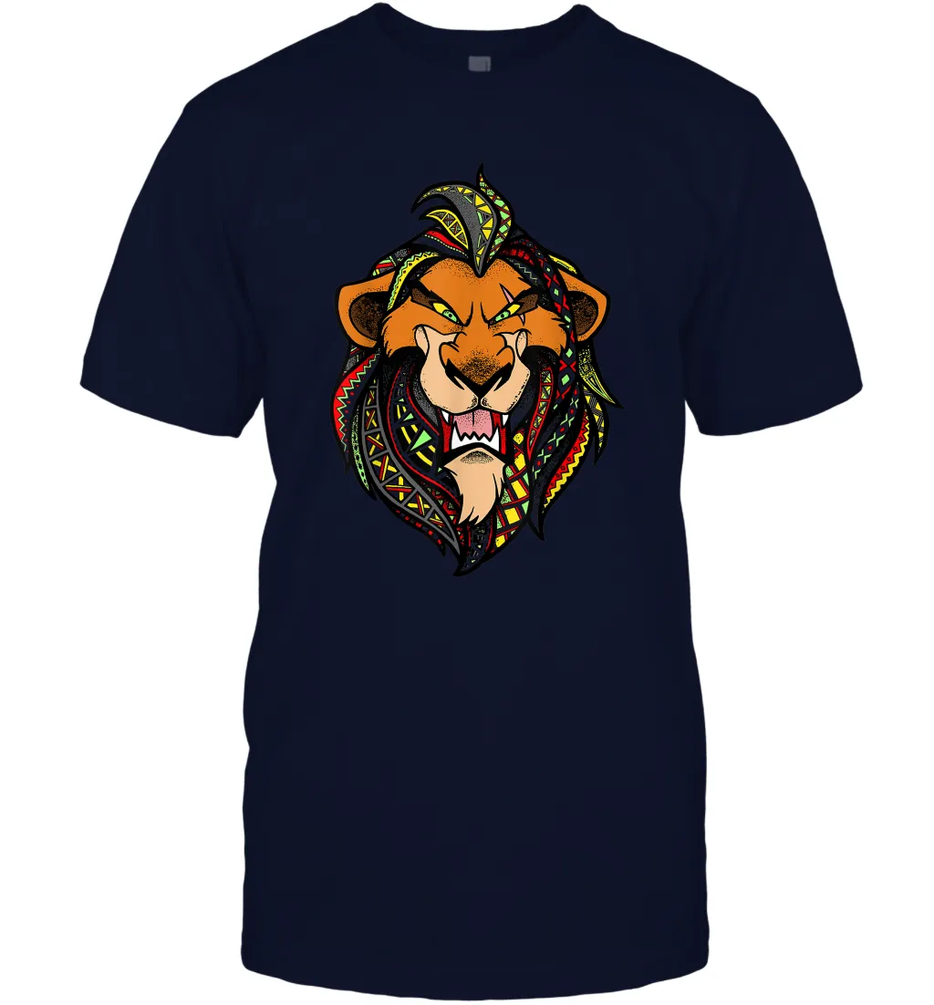 Disney Lion King Scar Pattern Fill Head Shot Portrait Men Cotton T-Shirt