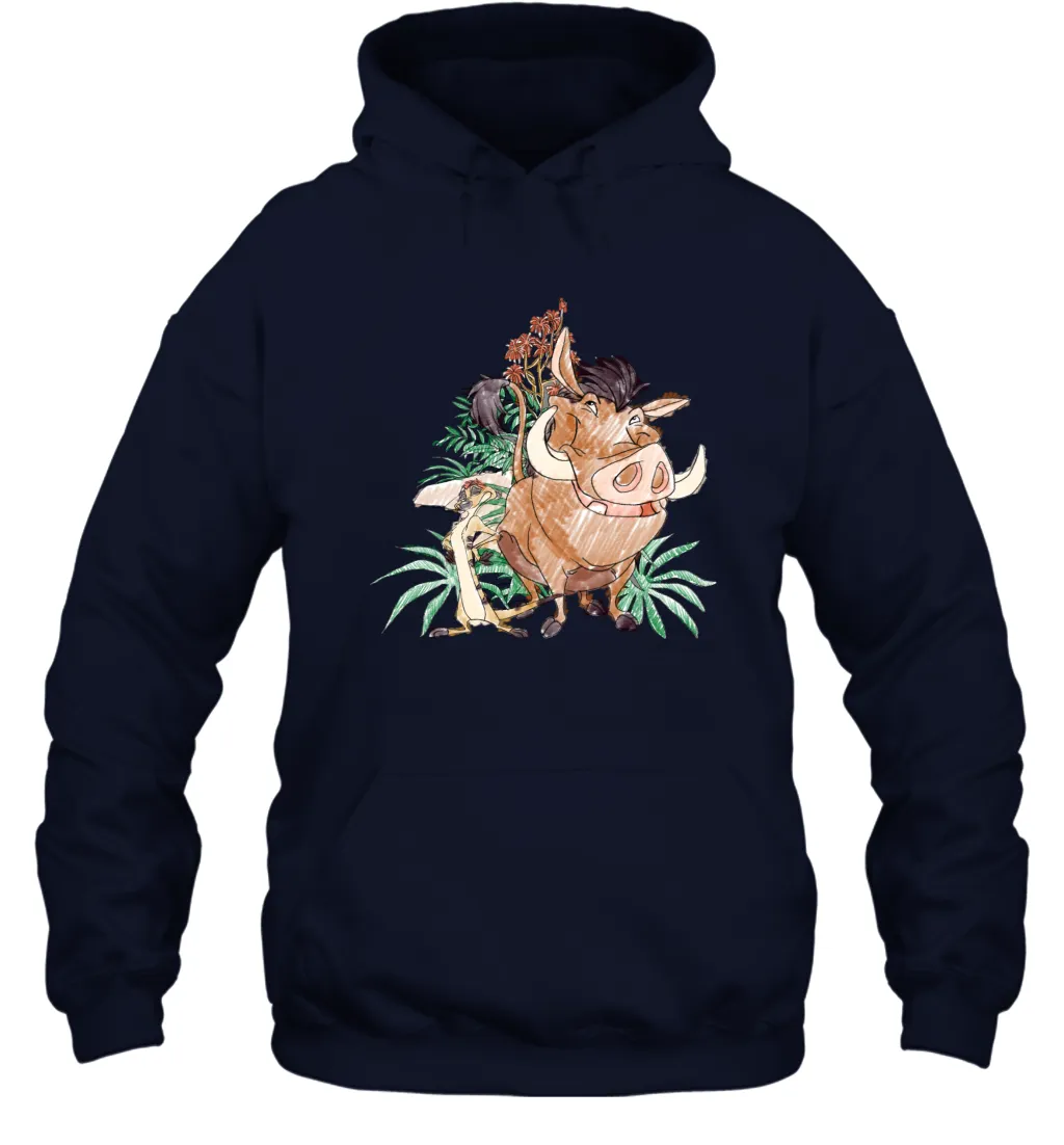 Disney Lion King Timon And Pumba Doodle Unisex Hooded Sweatshirt