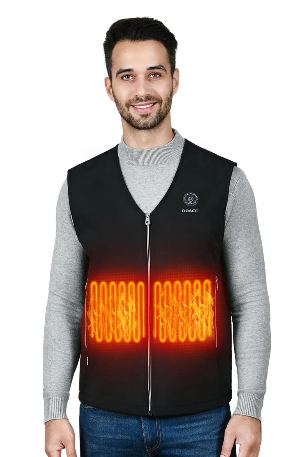 DOACE Wear Composite V-neck Heated Vest for Men & Women(Battery Not Included)