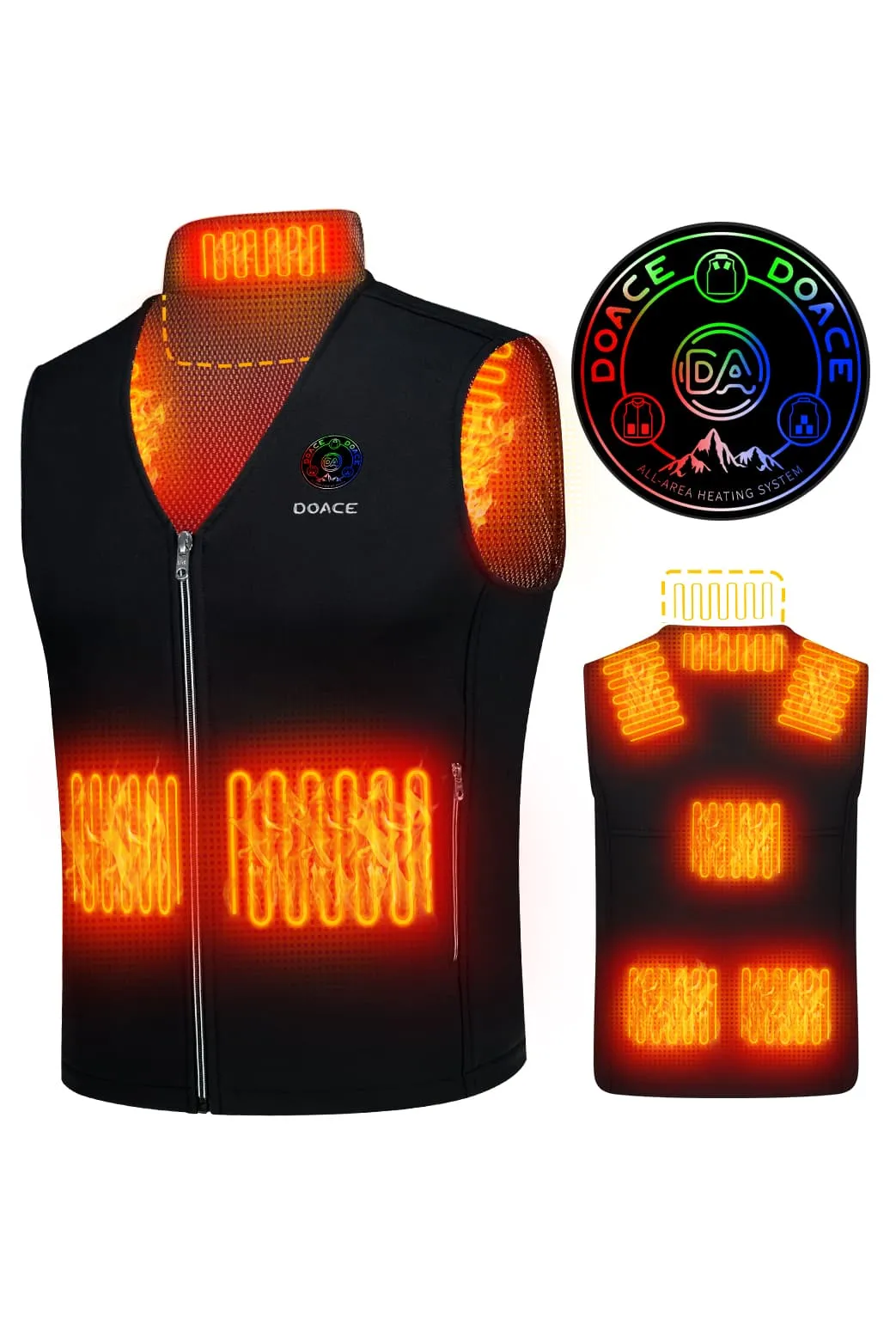 DOACE Wear Composite V-neck Heated Vest for Men & Women(Battery Not Included)