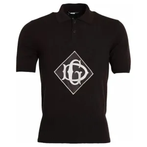 Dolce & Gabbana Brown Logo Collared Short Sleeve Men T-shirt