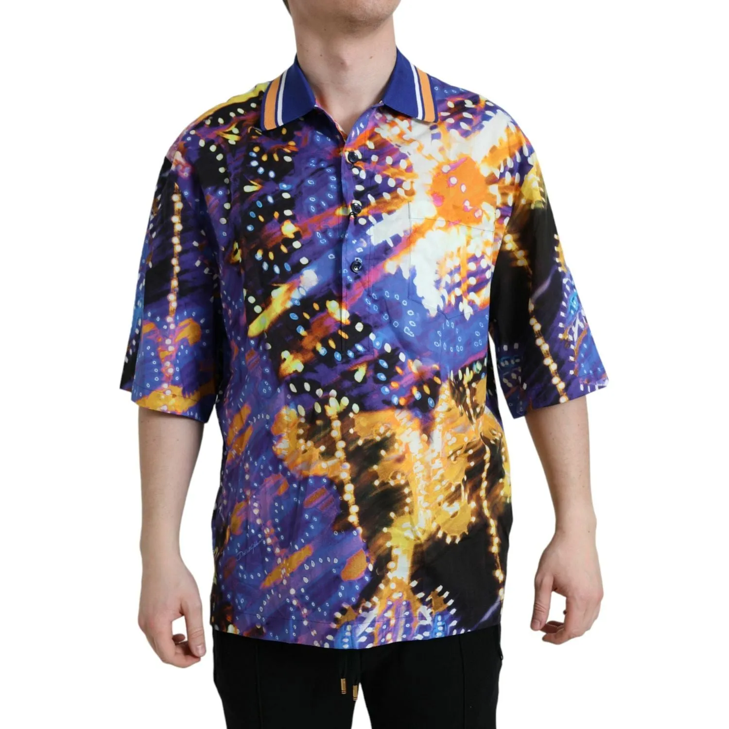 Dolce & Gabbana Multicolor Luminarie Print Cotton Casual Shirt