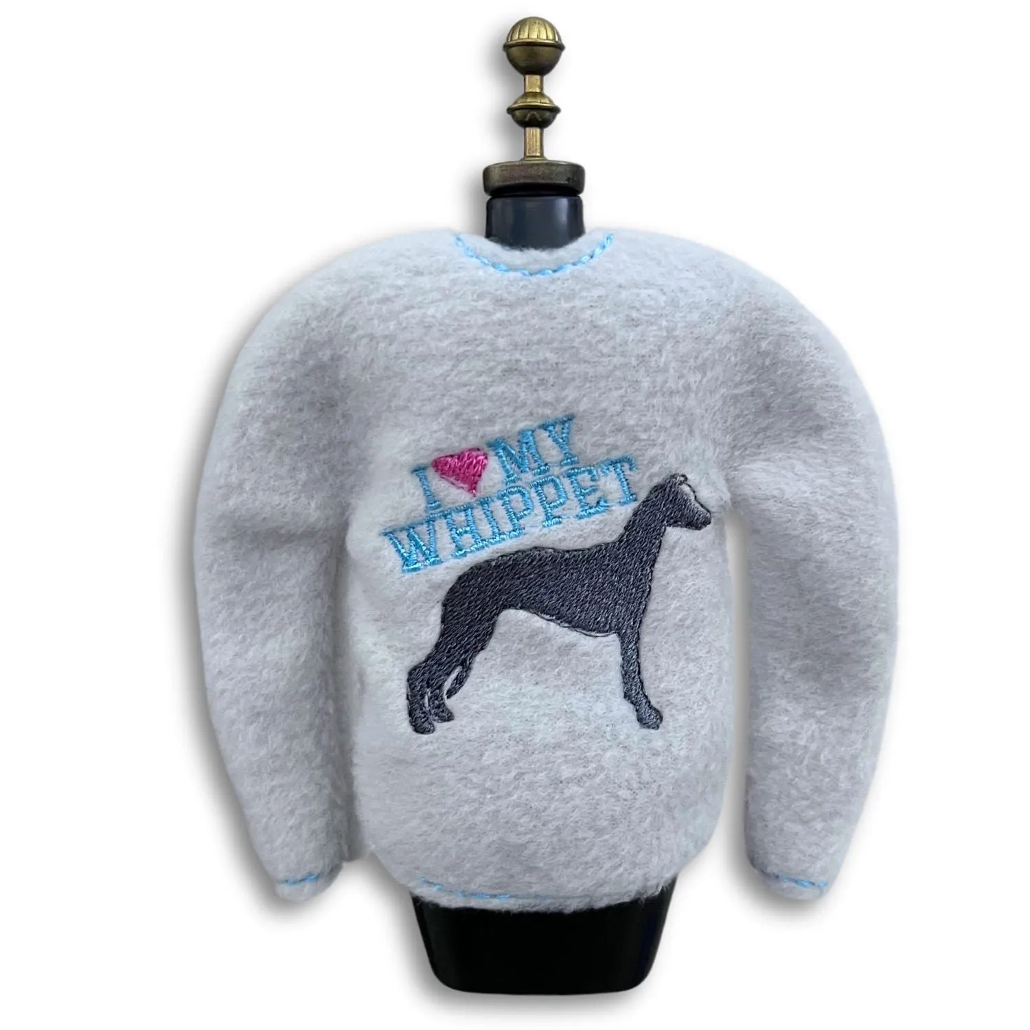 Elf Sweater I Love My Whippet Light Grey