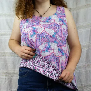 Fair Trade Reversible Top - Butterfly and Pink Flowers