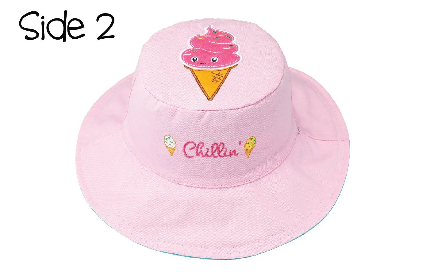 FlapJackKids - Reversible Kids' Sun Hat - Cupcake / Ice Cream