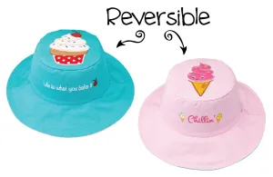 FlapJackKids - Reversible Kids' Sun Hat - Cupcake / Ice Cream