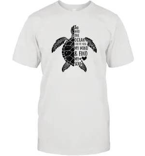 Funny Love Ocean Tee Shirt Turtle Gifts Men Cotton T-Shirt