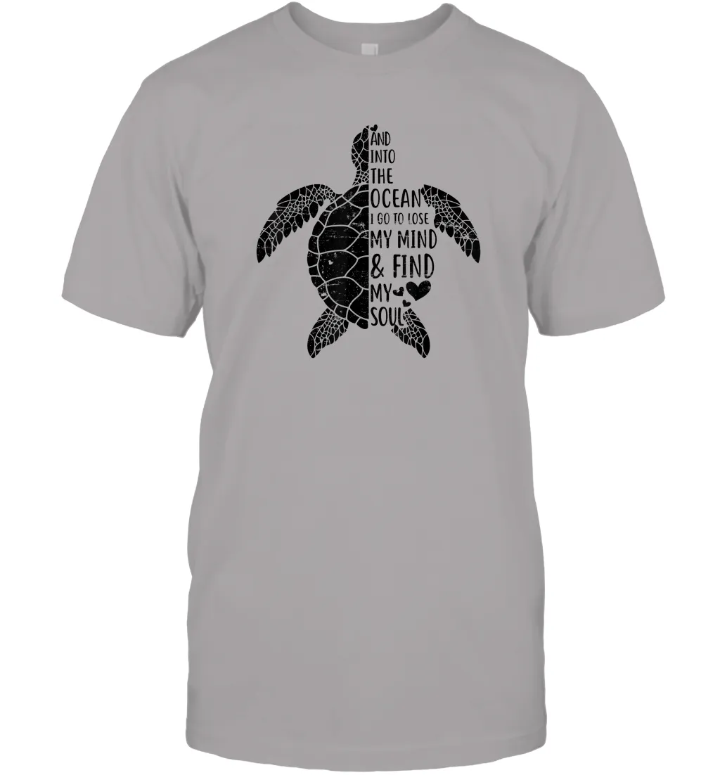 Funny Love Ocean Tee Shirt Turtle Gifts Men Cotton T-Shirt