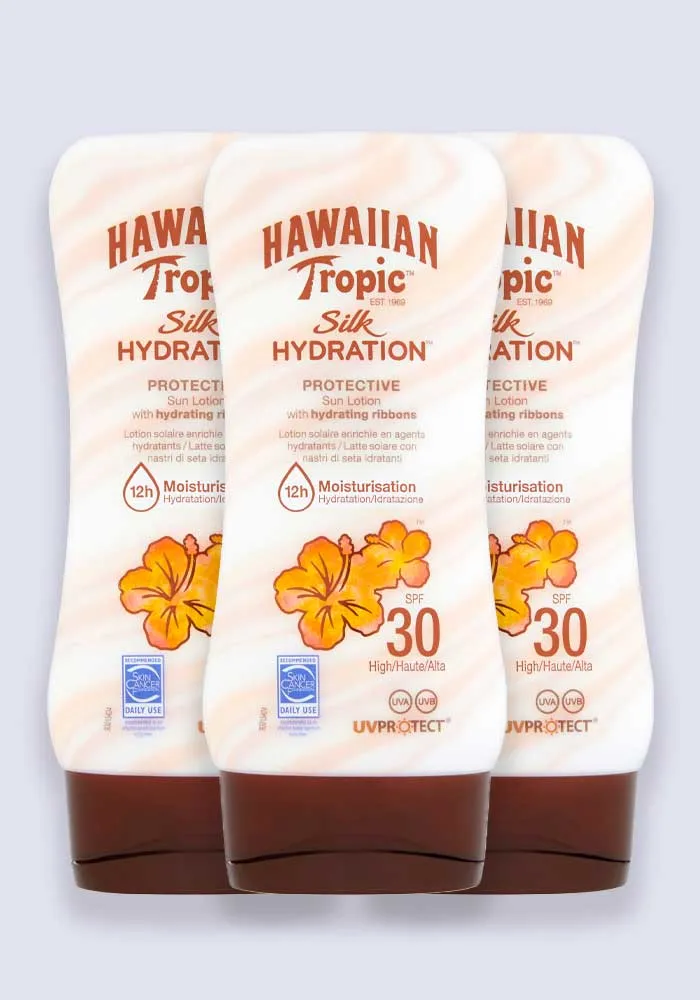 Hawaiian Tropic Silk Hydration Protective Sun Lotion SPF 30 180ml 3 Pack Saver