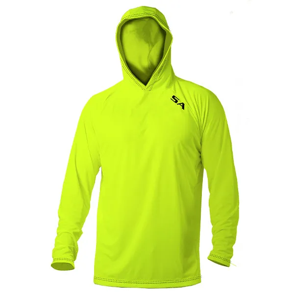 Hooded Performance Long Sleeve Shirt | Safety Yellow | SA Logo