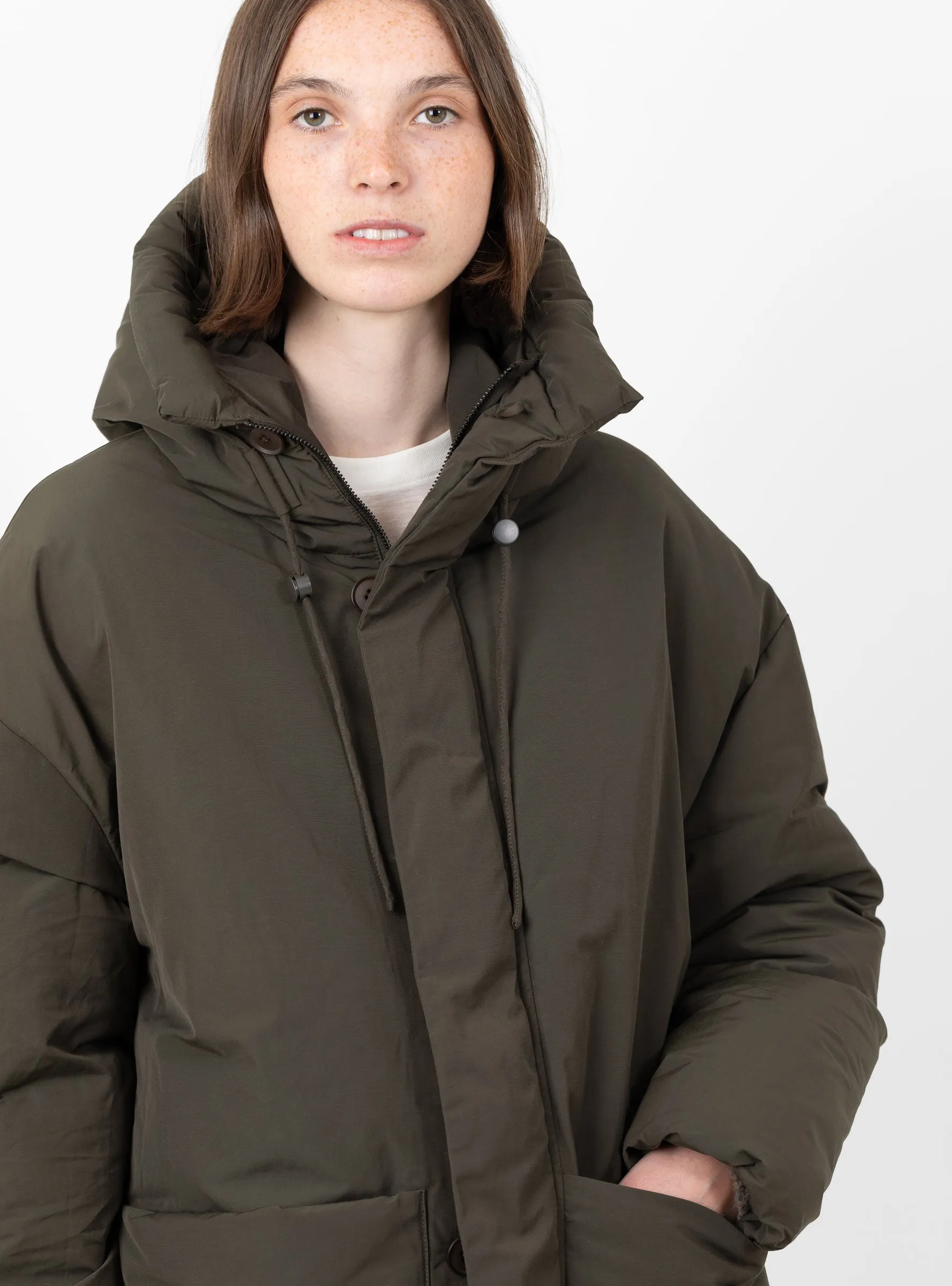 Hooded Puffer Olive Brown